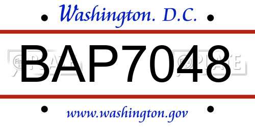 BAP7048 District Of Columbia License Plate