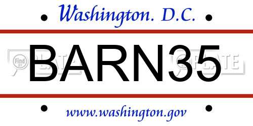 BARN35 District Of Columbia License Plate