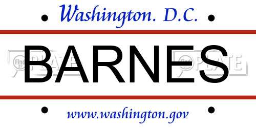 BARNES District Of Columbia License Plate