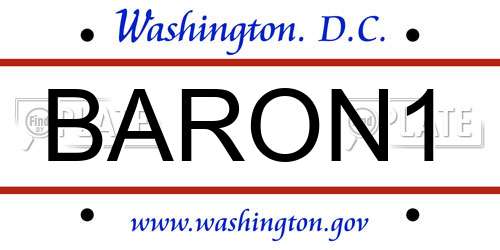 BARON1 District Of Columbia License Plate