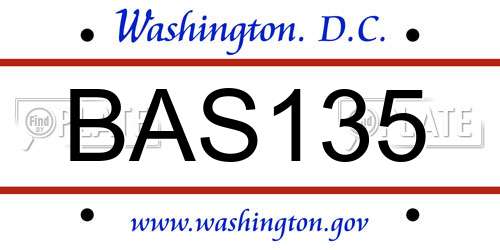 BAS135 District Of Columbia License Plate