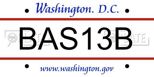 BAS13B District Of Columbia License Plate