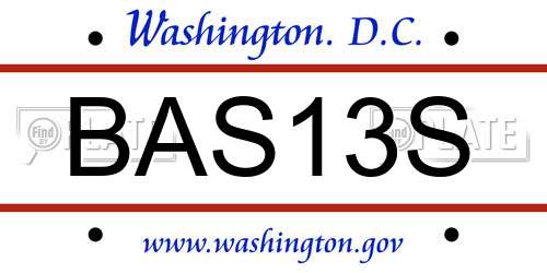 BAS13S District Of Columbia License Plate