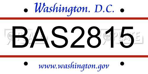 BAS2815 District Of Columbia License Plate