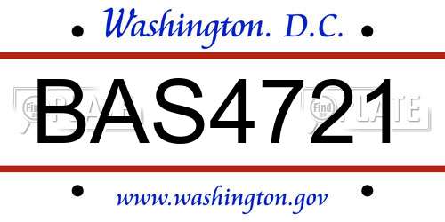 BAS4721 District Of Columbia License Plate