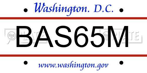 BAS65M District Of Columbia License Plate