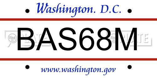 BAS68M District Of Columbia License Plate
