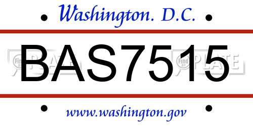 BAS7515 District Of Columbia License Plate