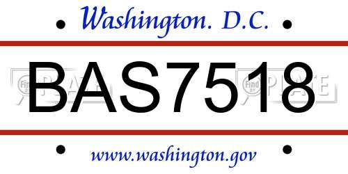 BAS7518 District Of Columbia License Plate