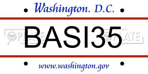 BASI35 District Of Columbia License Plate