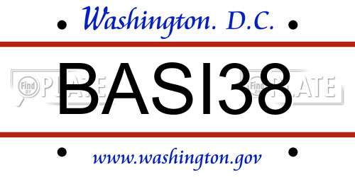 BASI38 District Of Columbia License Plate