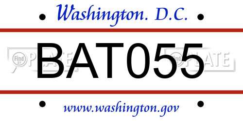 BAT055 District Of Columbia License Plate