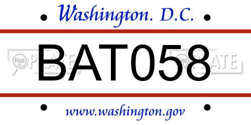 BAT058 District Of Columbia License Plate