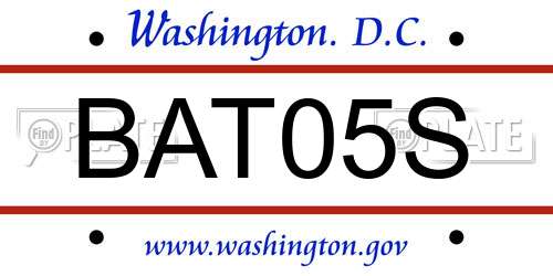 BAT05S District Of Columbia License Plate