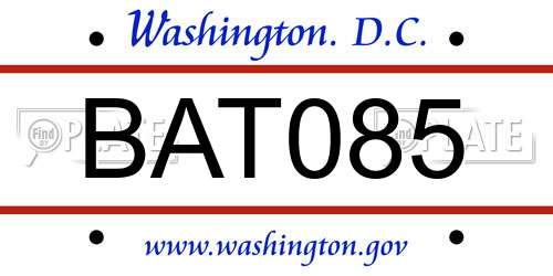 BAT085 District Of Columbia License Plate