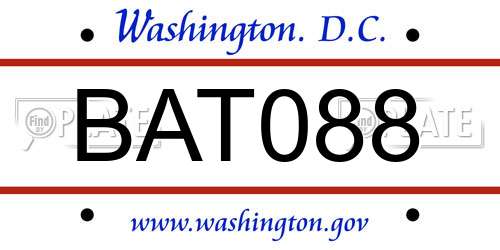 BAT088 District Of Columbia License Plate