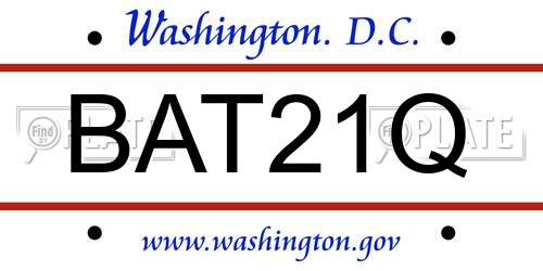 BAT21Q District Of Columbia License Plate