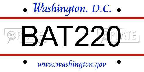 BAT220 District Of Columbia License Plate
