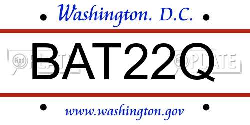 BAT22Q District Of Columbia License Plate
