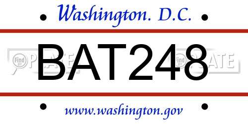 BAT248 District Of Columbia License Plate