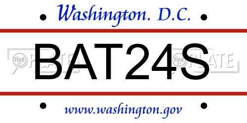 BAT24S District Of Columbia License Plate