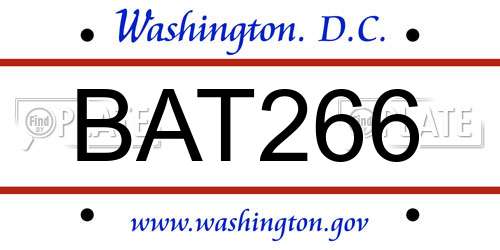 BAT266 District Of Columbia License Plate