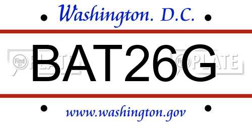 BAT26G District Of Columbia License Plate