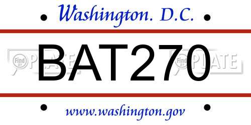 BAT270 District Of Columbia License Plate