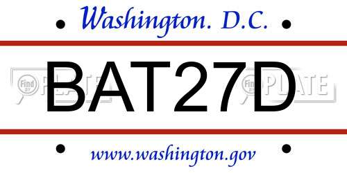 BAT27D District Of Columbia License Plate