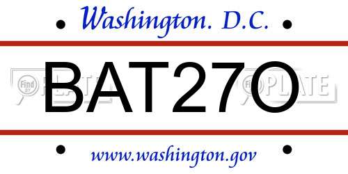 BAT27O District Of Columbia License Plate