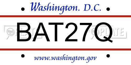 BAT27Q District Of Columbia License Plate
