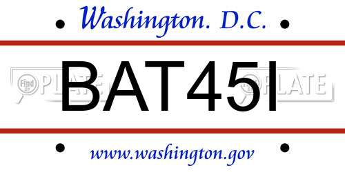 BAT45I District Of Columbia License Plate
