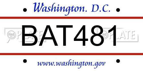 BAT481 District Of Columbia License Plate