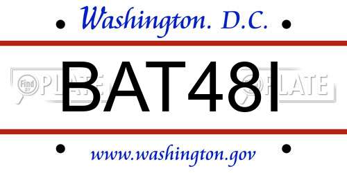 BAT48I District Of Columbia License Plate