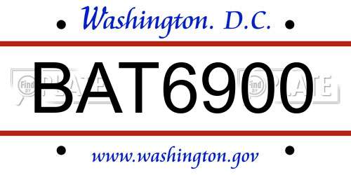 BAT6900 District Of Columbia License Plate