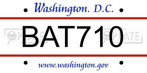 BAT710 District Of Columbia License Plate