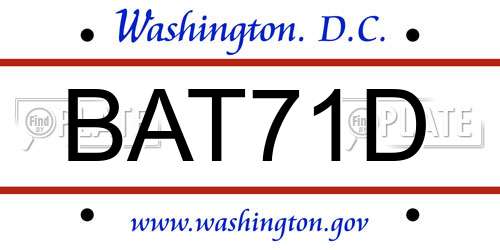 BAT71D District Of Columbia License Plate