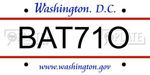 BAT71O District Of Columbia License Plate