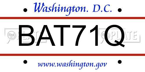 BAT71Q District Of Columbia License Plate