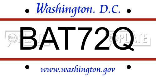 BAT72Q District Of Columbia License Plate