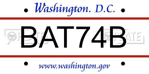 BAT74B District Of Columbia License Plate