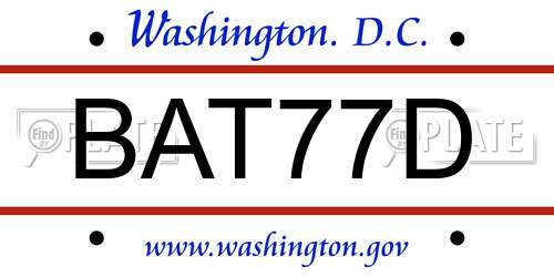 BAT77D District Of Columbia License Plate