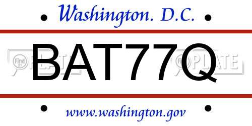BAT77Q District Of Columbia License Plate