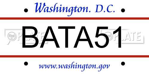 BATA51 District Of Columbia License Plate