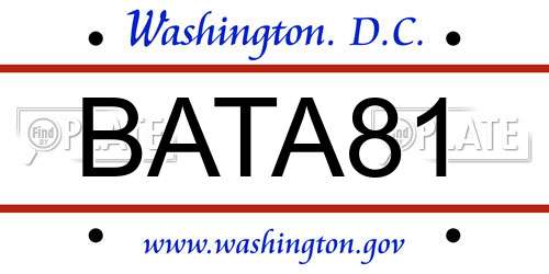 BATA81 District Of Columbia License Plate