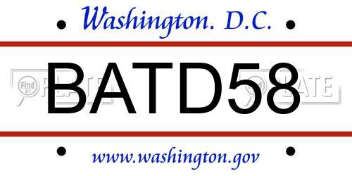 BATD58 District Of Columbia License Plate