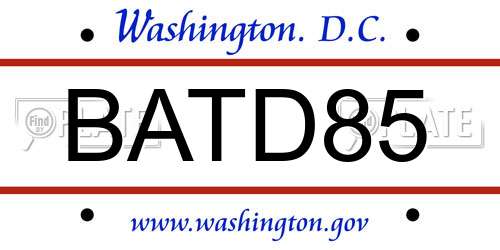 BATD85 District Of Columbia License Plate
