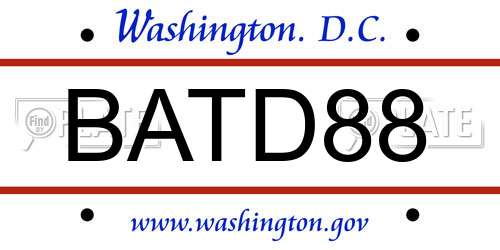 BATD88 District Of Columbia License Plate