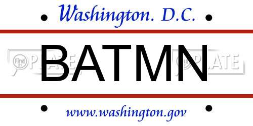 BATMN District Of Columbia License Plate