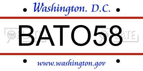 BATO58 District Of Columbia License Plate
